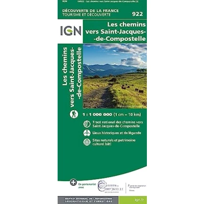 Abbildung von Les Chemins de Saint Jacques Compostelle 1:1 000 000: 1:1000000 (Chemins vers St Comp.)