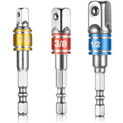 Abbildung von Willingood, 3 tlg Stecknuss Adapter [1/4&quot;, /1/2&quot;, /3/8&quot;] Sechskant Steckschlüssel Schraubenschlüssel Nuss Set Adapter. Verlängerung
