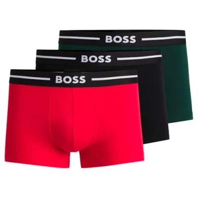 Abbildung von BOSS Trunk BOLD 3 PACK Panties, Herren, Größe: XXL, Red/dark green/black
