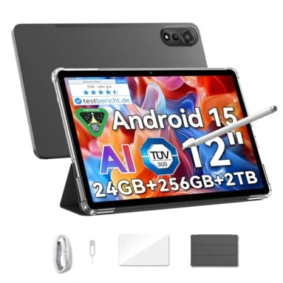 Abbildung von Blackview Mega2 Android 15 Tablet 12 Zoll, 24GB RAM+256GB ROM, 2K FHD Großes Display Gaming Tablet, Dual 4G LTE+5G WiFi,Octa Core T615, 9000 mAh Akuu, WideVine L1, Kamera, Face ID, GPS