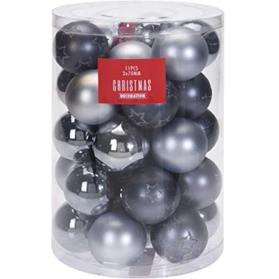 Abbildung von Spetebo Weihnachtskugeln 7 cm Silber 33 Stück Weihnachtsbaumkugeln Christbaumkugeln Christbaumschmuck