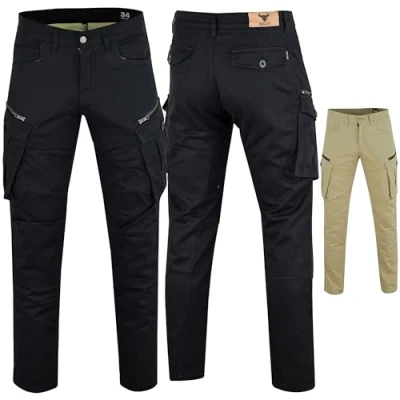 Abbildung von BULLDT Herren Motorradjeans Motorradhose Cargohose mit Schutz Stoff &amp; Protektoren 34W / 34L Schwarz