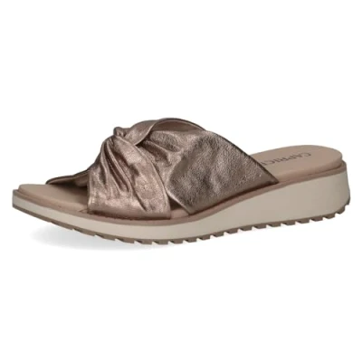 Abbildung von CAPRICE Damen Pantoletten aus Leder mit Fußbett, Beige (Taupe Metallic), 41 EU