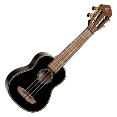 Abbildung von Ortega Guitars Sopran Ukulele schwarz Onyx Series inklusive Deluxe Gigbag Fichte/Mahagoni (RUOX SO)