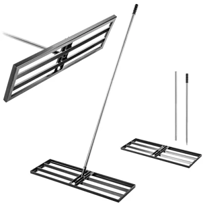 Abbildung von KADAX Rasenrakel 89x29cm mit Stiel, Nivellierrechen für Rasenpflege, Rasenplanierrechen zum Nivellieren von Boden, Rasenplanierer aus Metall, Flächenebner