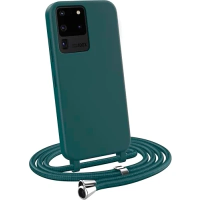 Abbildung von MyGadget Handykette für Samsung Galaxy S20 Ultra [ Hülle mit verstellbaren Band ] TPU Handyhülle Handyband zum Umhängen Kordel Schnur Case Schutzhülle Dunkelgrün
