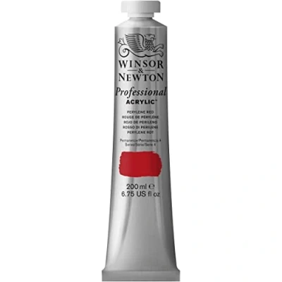Abbildung von Winsor &amp; Newton 2337464 Professional Acrylfarbe in Künstlerqualität, hohe Farbbrillanz Deckkraft, Archivqualität, 200ml Tube Perylen Rot