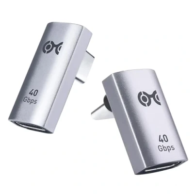Abbildung von Cable Matters Kombi Pack 40 Gbps USB C winkelstecker Vertikale, 90 Grad Adapter Kit mit 240W PD (USB Adapter) in Schwarz kompatibel Ports Thunderbolt 4, USB4 und 3