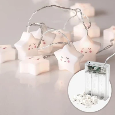 Abbildung von COZY HOME LED Lichterkette Sternen Batterie und Stecker, 20 I 5m Warmweiße Stern Kinderbett Bunt Deko