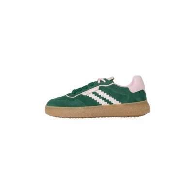 Abbildung von Tamaris Damen Grün Rosa Leder Fashion Stripe Schnür Sneakers