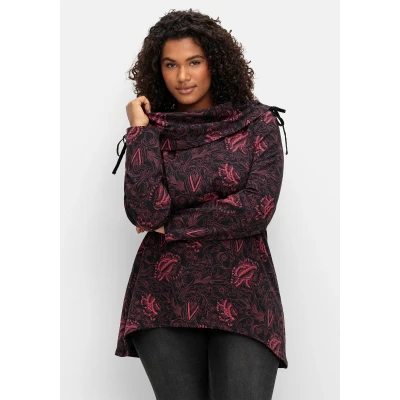 Abbildung von Sheego Sweatshirt, Damen, Größe: 40/42, Beere gemustert