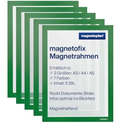 Abbildung von magnetoplan magnetofix Sichtfenster Format DIN A4 VE 5 Stk Rahmen grün