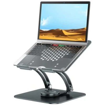 Abbildung von tounee Laptop Ständer mit 360 Drehbarer Basis, Ergonomisch Laptopständer Höhenverstellbar, Erhoehung Fuer Schreibtisch, Standing Stand Computer Laptops 1017&quot; Grau