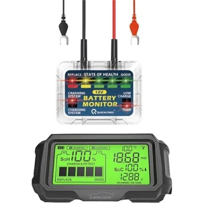 Abbildung von Lescars Batterie Überwachung: Kfz Wächter mit Solar Funk Monitor, Alarm, für 12 V Batterien (Batteriewächter 12V, Akkuwächter, Batterieanzeige Auto)