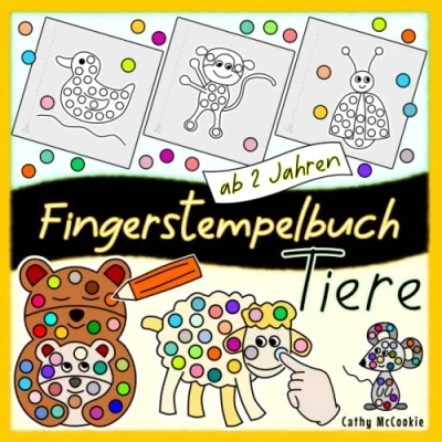 Abbildung von Fingerstempelbuch ab 2 Jahren: Tiere: Kinderbuch für Mädchen und Jungen Mein Erstes Bastelbuch Fingermalbuch Kleinkinder 2, 3, 4 Jahren (Fingerstempelbücher)