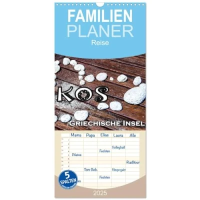 Abbildung von Familienplaner 2025 Griechische Insel Kos mit 5 Spalten (Wandkalender, 21 cm x 45 cm), CALVENDO