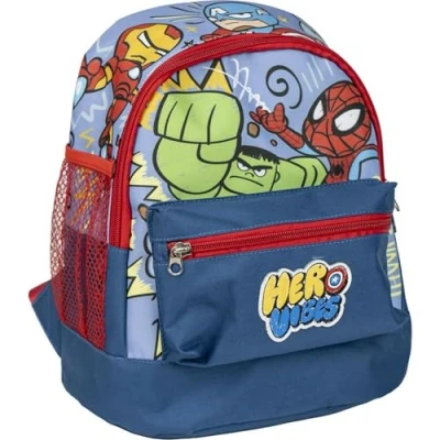 Abbildung von Avengers Trekking Style Backpack Mehrfarbig 23x27x15cm Hergestellt aus Polyester Kinderrucksack mit mehreren Taschen Verstellbarer Gurt und Griffe Original Produkt entwickelt in Spanien