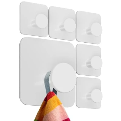 Abbildung von 4smile Klebehaken 6er Set Weiß MZ Design Handtuchhaken für Bad und Küche
