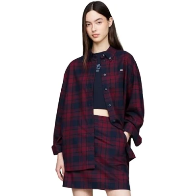 Abbildung von Tommy Jeans Tartan check Hemdbluse, Damen, Größe: XXL, Rouge winter
