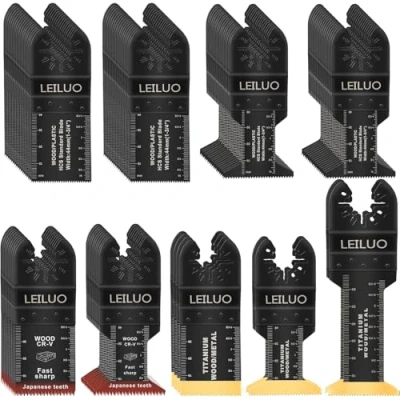 Abbildung von LEILUO 100 teiliges Multitool Zubehörset für Holz Nägel und Trockenbau Universelle Oszillierende Sägeblätter mit Aufbewahrungstasche Kompatibel DeWalt Makita Dremel Mehr