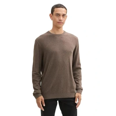 Abbildung von TOM TAILOR Herren 1043266 Basic Strickpullover mit Kaschmir, 36303 Wood Brown Melange, Large
