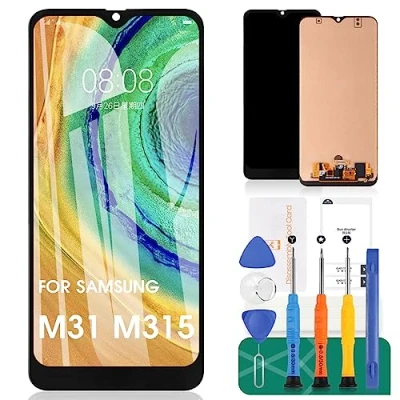 Abbildung von SRJTEK für Samsung Galaxy M31 LCD Bildschirm Ersatz M315 Display SM M315F Touch Digitizer Assembly M315F/DS Reparatursets (OLED Unterstützung Fingerabdruck Funktion)