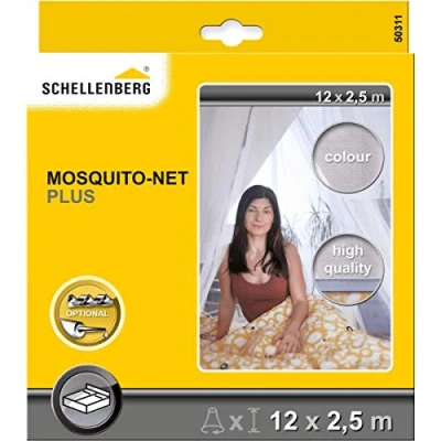 Abbildung von SCHELLENBERG Fliegengitter Gewebe &quot;Insektenschutz Vorhang Plus Betthimmel&quot;, Moskitonetz Baldachin für das Bett, 2,5 m x 12 m, weiß, 50311
