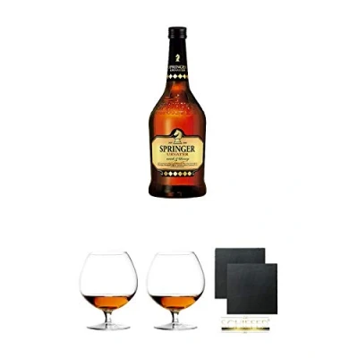 Abbildung von Springer Urvater 0,7 Liter + Cognacglas/Schwenker Stölzle 2 Stück Schiefer Glasuntersetzer eckig
