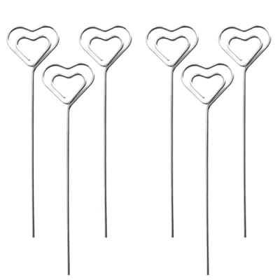 Abbildung von Lmyzcbzl Metall Fotohalter, 6 Pcs Metalldrähte Memo Clip, Kartenhalter in Herzform, Tischnummer für Party Geburtstag Hochzeit Kuchen Dekor, 13 x 3.2 cm（Silber）