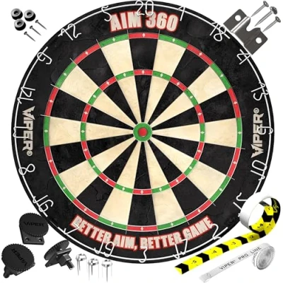 Abbildung von Viper Unisex Erwachsene AIM 360 Sisal/Bristle Steel Tip Dartboard with Staple Free Bullseye Dartscheibe, Einheitsgröße
