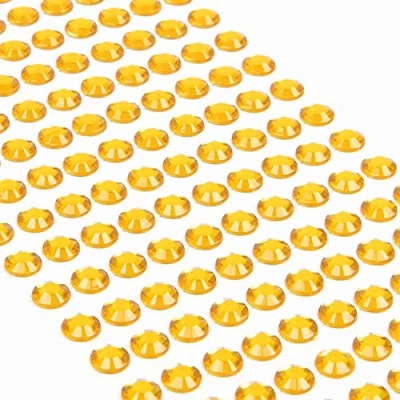 Abbildung von Movoja Gelbe Strasssteine runde Glitzersteine 220 Stück 8 mm selbstklebend zum Verzieren und Basteln Schmucksteine aufkleben Steinchen Dekosteine Bastelsteine Gelb Gold