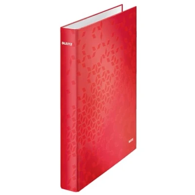 Abbildung von Leitz WOW Ringbuch mit 2 Ringen, für bis zu 250 Blatt, 40 mm Rückenlänge, Format A4, Rot, 42410026