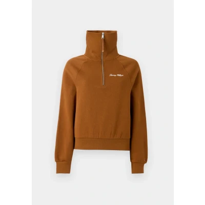 Abbildung von Tommy Hilfiger Classic Script HALF ZIP Sweatshirt, Damen, Größe: XS, Highland khaki