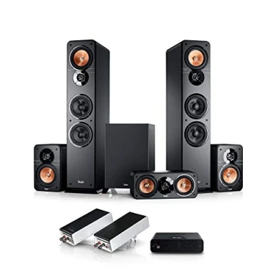Abbildung von Teufel Ultima 40 Surround Wireless 5.1 Set Heimkino mit Kabellose Rear Speakers, Mächtiger Subwoofer, Höhe Sprachverständlichkeit, Bassreflex, 3 Wege System schwarz