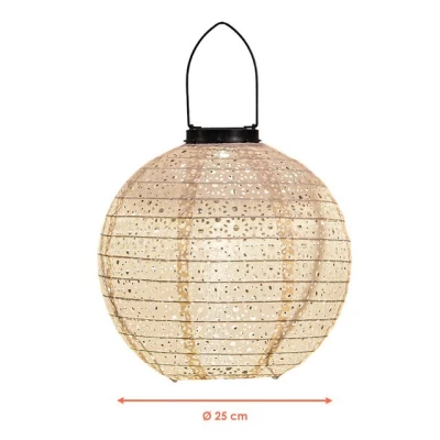 Abbildung von Spetebo LED Lampion Solar Textil Laterne Garten Deko Beleuchtung, Einschaltautomatik, fest integriert, warm weiß, betrieben