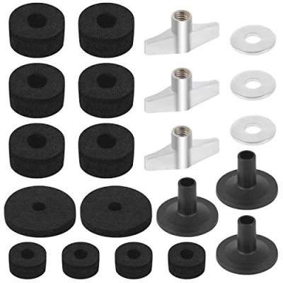 Abbildung von 21 Pcs Trommel Zubehör Becken Ersatzzubehör Filz Unterlegscheiben und Hi Hat Filze Cymbal Ersatz Flügelmuttern