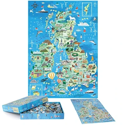 Abbildung von Puzzle 1000 Teile für Erwachsene Karte von Großbritannien und Irland Jigsaw Britische Inseln Kinder Familienspaß bopster