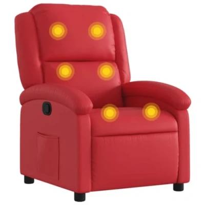 Abbildung von vidaXL Massagesessel, Sessel Verstellbare Rückenlehne, Fernsehsessel Relaxsessel mit Vibrationsfunktion, Liegesessel Polstersessel Ruhesessel, Rot Kunstleder