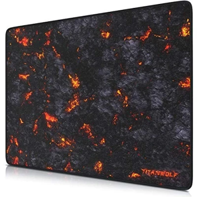 Abbildung von Titanwolf XXL Speed Gaming Mauspad Lava 440 x 350mm Mousepad Tischunterlage Large Size verbessert Präzision und Geschwindigkeit