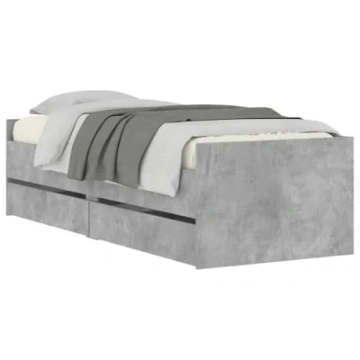 Abbildung von vidaXL Bettgestell, Bettrahmen mit Lattenrost, Bett Gästebett Schubladen, Einzelbett Schlafzimmerbett Schlafzimmermöbel, Betongrau 100x200cm