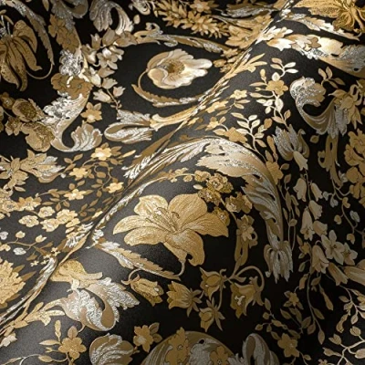 Abbildung von Versace Vliestapete &quot;Wallpaper 5 Floral&quot;, leicht glänzend gemustert abstrakt, Designertapete Tapeten Wohnzimmer Schlafzimmer Küche Flur Design Optik
