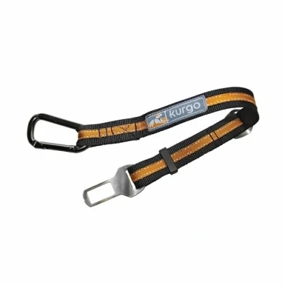 Abbildung von Kurgo Gurtschloss Hundegurt fürs Auto, Kompatibel mit Tru Fit Hundegeschirr, Von 38 cm auf 56 verlängerbar, Orange