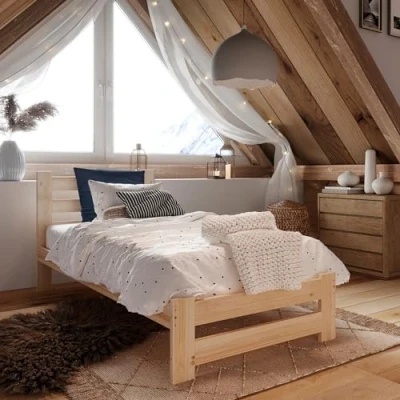 Abbildung von Home Collective Holzbett mit Lattenrost Modern Bett Kiefer Bettgestell Massivholzbett Klassisch (90x200, 120x200, 140x200, 160x200 cm), Einzelbett, Skandi Boho Landhaus Kopfteil hoch 100x200 cm natur