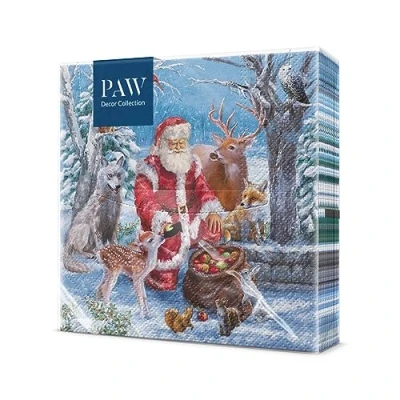 Abbildung von PAW Servietten 3 lagig (33 x 33 cm) I 20 Stück Papierservietten Bunt Perfekt für den Weihnachtstisch Weihnachten, Winter, Schnee, Weihnachtsmann Santa’s Gifts