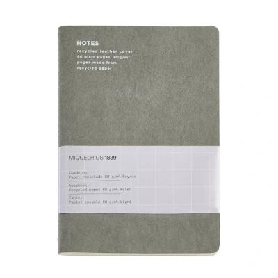 Abbildung von Miquelrius Flexibles Notizbuch, A5 (140 x 200 mm), horizontale Innenlinie, 48 weiße Blätter 80 g/m², Einband aus recyceltem Leder, schwarz