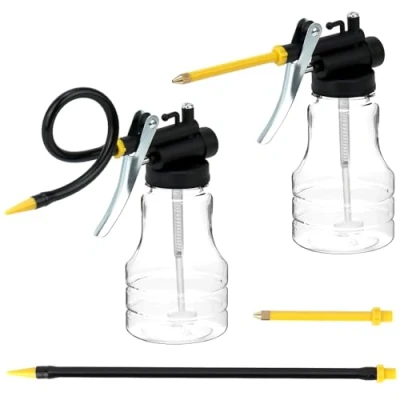 Abbildung von QWORK® 250ml Ölkanne mit Pumpe, Transparent Ölkännchen Ölspritzkanne Gerade &amp; Flexible Ausguss