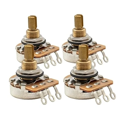 Abbildung von Musiclily Pro A250K Messing Zoll Größe Fein 24 Spline Potis Audio Taper Potentiometer für USA E Gitarre und Bass (4 Stück)