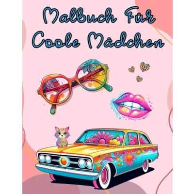 Abbildung von Malbuch für Coole Mädchen: Niedliches Frauen und Teenager. Einfache Himmlische, Hippie, Boho, Ästhetische, Mystische Blumen, Abstrakte, ... Porträtdesigns zur Entspannung