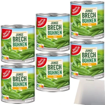 Abbildung von Gut&amp;Günstig Junge Brechbohnen fein 6er Pack (6x800g Dose) + usy Block