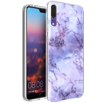 Abbildung von Verco Handyhülle für P20 Case, Premium Muster Handy Cover Huawei Hülle weiches Flexibles TPU Purple Marmor
